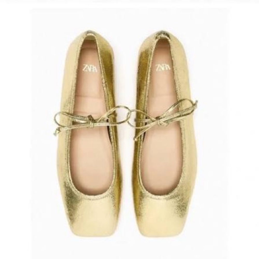 Zara Metallic Gold Loafers
